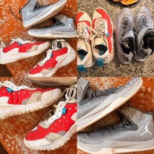 LOT OF 2 PAIR JORDAN BASKETBALL SHOES SIZE 12 13 GRAY EUC & RED GUC